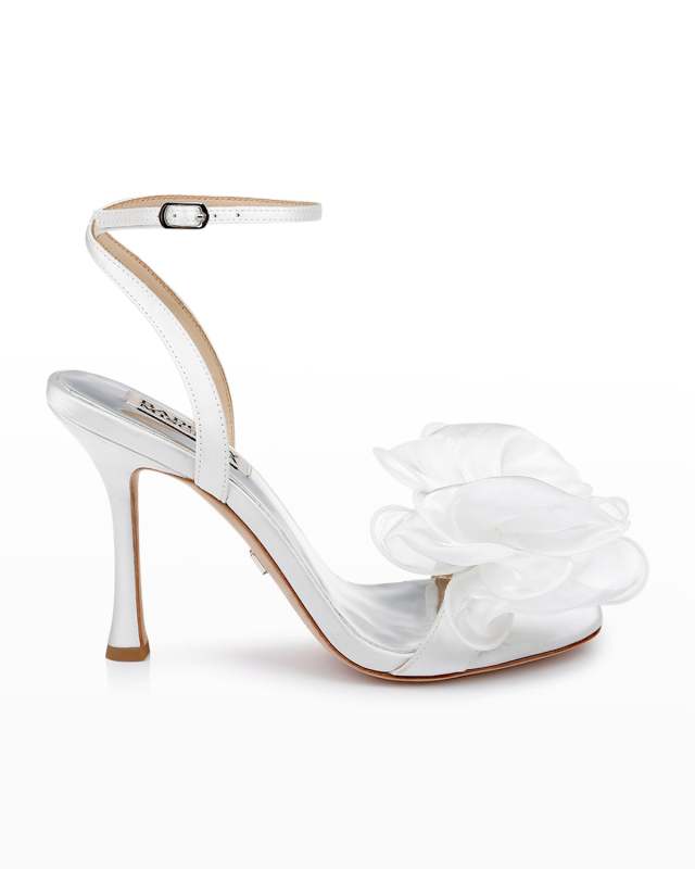 Nessie Satin Bow Ankle-Strap Sandals
